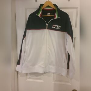 Fila Sport Retro Classic Italia Full Zip White Navy Track Jacket Sz Large